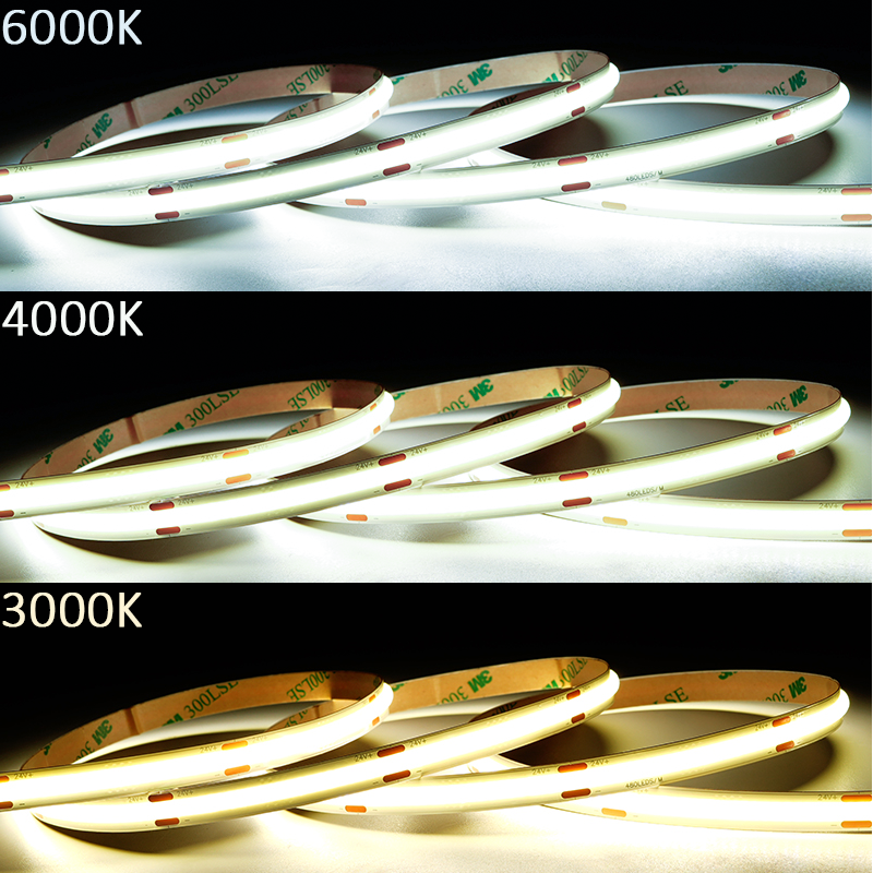 CRI 90+ White COB LED Light Strip 24V IP65